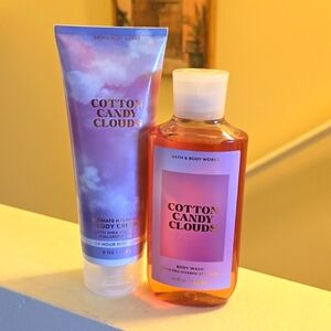 Cotton candy clouds body washing and body cream!